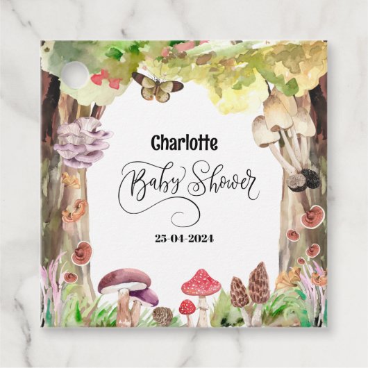 キノコの赤ん坊のシャワーウッドランド フェイバータグ (正面)