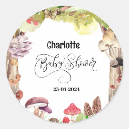 キノコの赤ん坊のシャワーウッドランド ラウンドシール