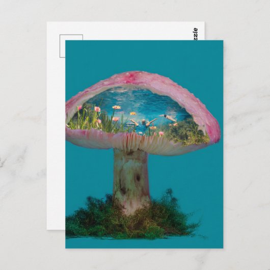 キノコの超現実的なスイミングプール ポストカード (正面/裏面)