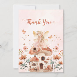 キノコの魅力森林少女の赤ちゃんシャワー サンキューカード