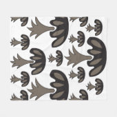 キノコの黒いグレーパターン フリースブランケット (正面(横))