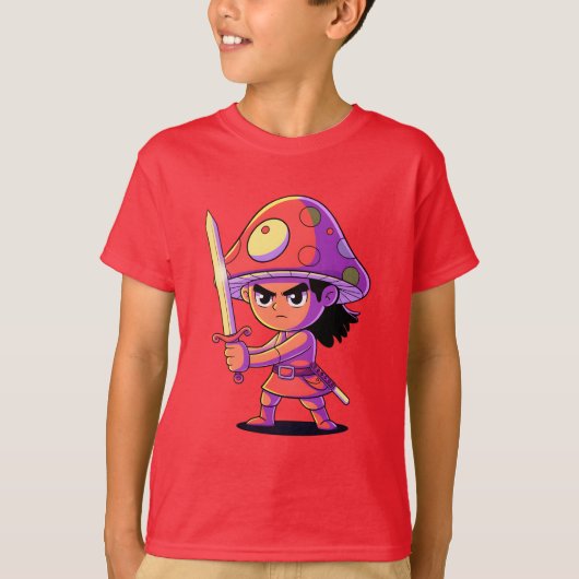 キノコはっきりした戦闘機の漫画のキャラクターデザイン Tシャツ (正面)