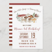 キノコをテーマにした誕生日パーティー 招待状 (正面/裏面)