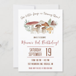 キノコをテーマにした誕生日パーティー 招待状