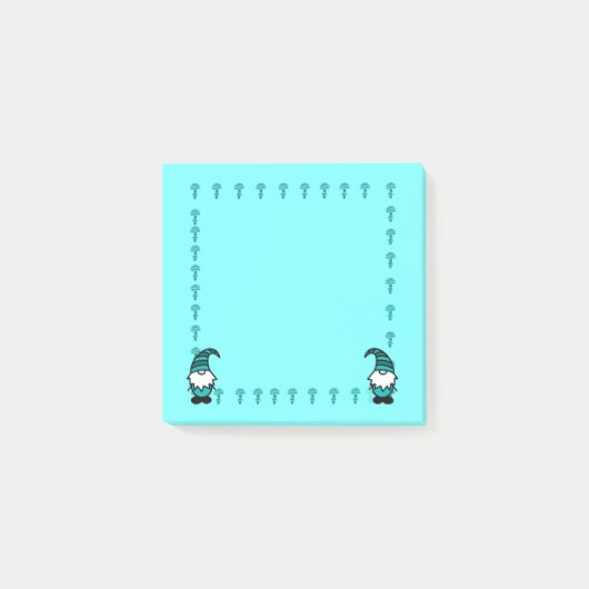キノコを持つ青いノーム ポストイット (正面)