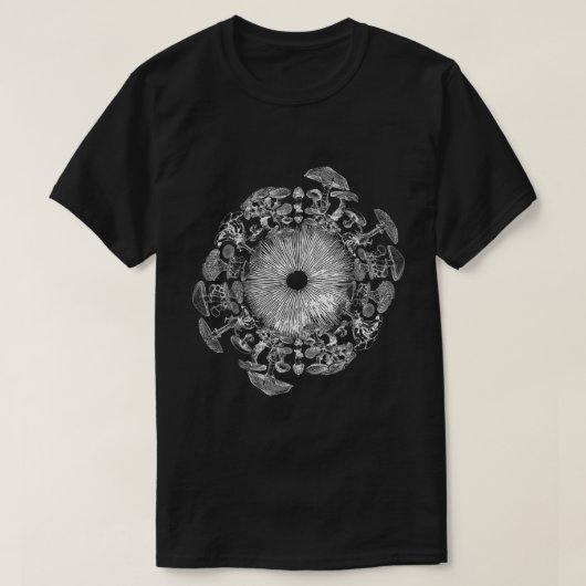 キノコアイリススプレープリント菌類アートTシャツ Tシャツ (デザイン正面)