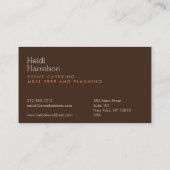 キノコイラストレーションブラウン/タン – ケータリング、シェフ 名刺 (裏面)