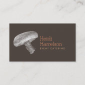 キノコイラストレーションホワイト/ブラウン – ケータリング、シェフ 名刺 (正面)