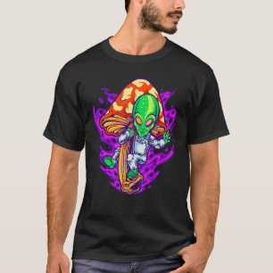 キノコエイリアンサイケデリック宇宙シュルームヒッピーおもしろい Tシャツ