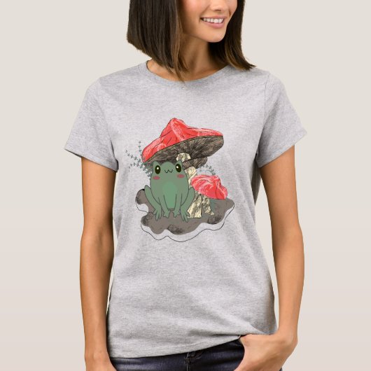 キノコカエルプリントデザインのTシャツ Tシャツ (正面)