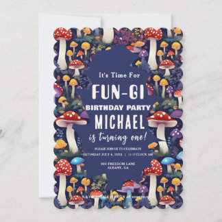キノコカスタムおもしろいギカード、マッシュルームパン誕生日 招待状