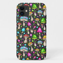 キノコカラフルのシームレスなパターン