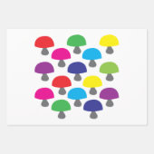 キノコカラフルのパターン ラッピングペーパーシート (正面2)