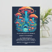 キノコカラフルの森プリント誕生日パーティー 招待状 (スタンド正面)