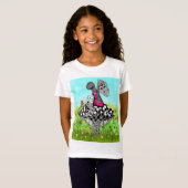 キノコカラフルのTシャツに可愛い天使の少女 Tシャツ (正面フル)