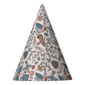 キノコキツネ&ドラゴンフライかわいい秋のパターン パーティーハット (裏面)