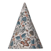 キノコキツネ&ドラゴンフライかわいい秋のパターン パーティーハット (右)