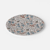 キノコキツネ&ドラゴンフライかわいい秋のパターン ペーパープレート (アングル)