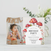 キノココテージウッドランド誕生日写真 招待状 (スタンド正面)