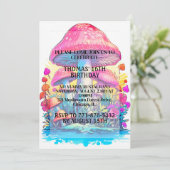 キノコサイケデリックの森プリント誕生日パーティー 招待状 (スタンド正面)