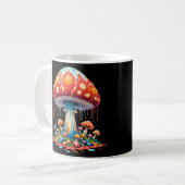 キノコサイケデリックイラストレーション コーヒーマグカップ (正面左)