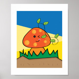キノコデザイン#3イラストレーションプリント ポスター