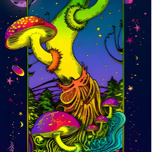 キノコトリップ（幻覚体験）のようなのサイケデリック色