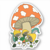 キノコファンキーレトロカラーノートパソコン シール (正面)