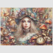 キノコファンタジーシーンAlice Wonderland Decompage 薄葉紙 (正面)