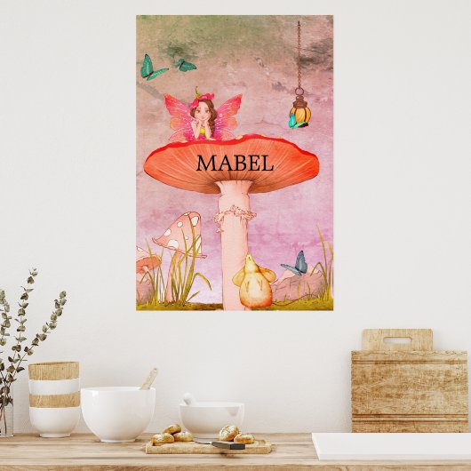 キノコファンタジー妖精子供部屋 ポスター (キッチン)