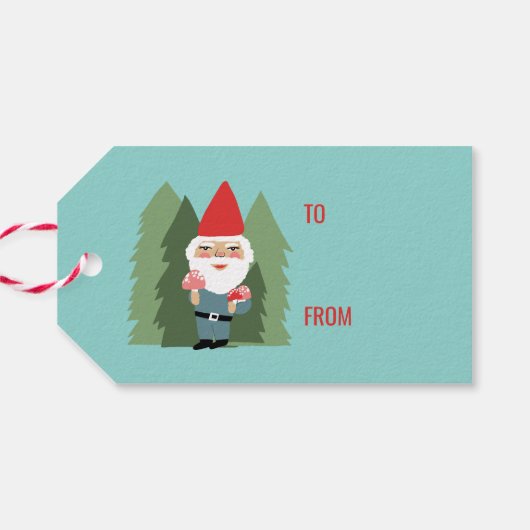 キノコフレンドリー格言サンタツリーズクリスマス小妖精や小人 ギフトタグ (裏面横)