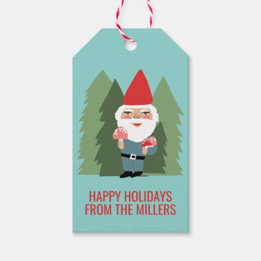 キノコフレンドリー格言サンタツリーズクリスマス小妖精や小人 ギフトタグ (正面)