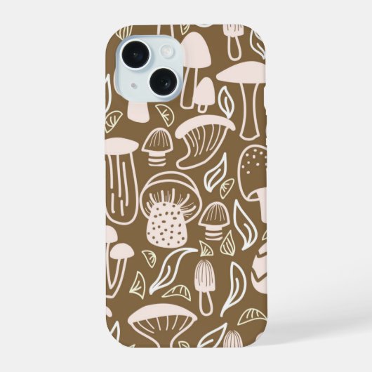 キノコブラウン iPhone 15ケース (裏面)