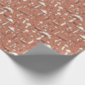 キノコプリントオンテラコッタブラウン ラッピングペーパー (角)