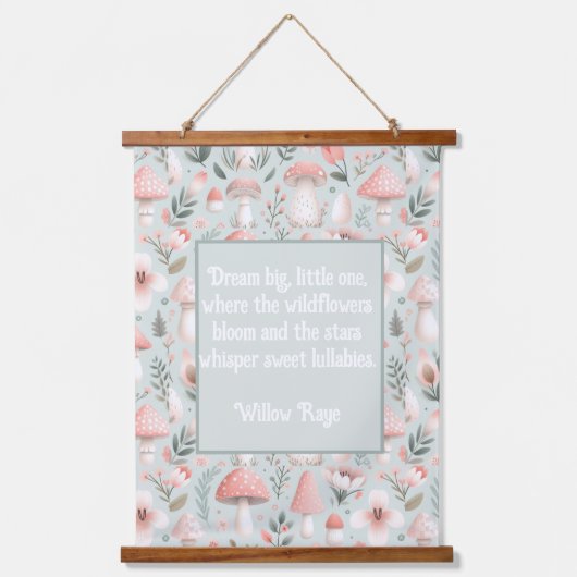 キノコベビー子供部屋ウッドトップウォールタペストリー 吊り下げ型タペストリー (正面)