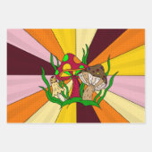 キノコレトロノスタルジック抽象芸術ポパーツ ラッピングペーパーシート (正面3)