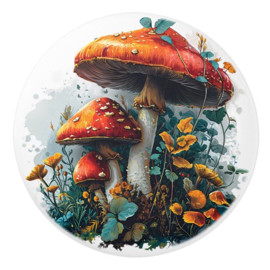 キノコレトロヴィンテージアンティークスタイル セラミックノブ (正面)