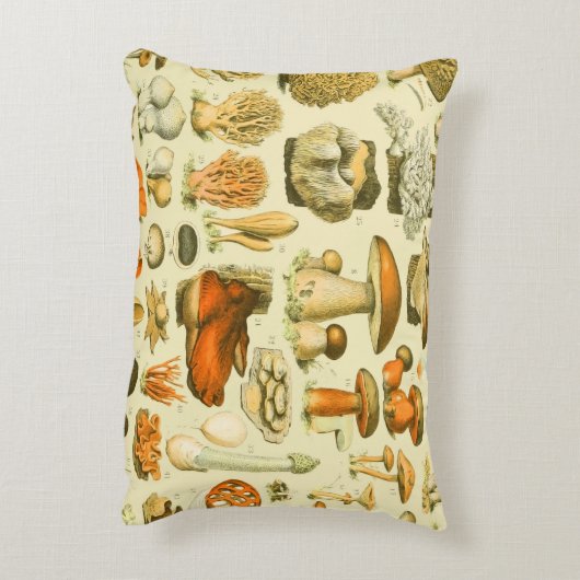 キノコヴィンテージ接種アンティークイラストレーション アクセントクッション (裏面(縦))