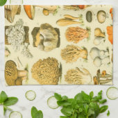 キノコヴィンテージ接種アンティークイラストレーション キッチンタオル (折り畳み)