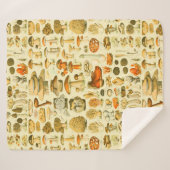 キノコヴィンテージ接種アンティークイラストレーション シェルパブランケット (正面(横))