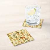 キノコヴィンテージ接種アンティークイラストレーション スクエアペーパーコースター (インサイチュ)