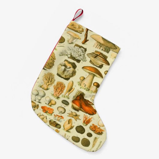 キノコヴィンテージ接種アンティークイラストレーション スモールクリスマスストッキング (正面 (吊り時))
