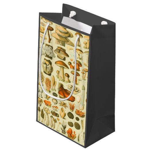 キノコヴィンテージ接種アンティークイラストレーション スモールペーパーバッグ (裏面アングル)