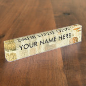 キノコヴィンテージ接種アンティークイラストレーション デスクネームプレート (側面)