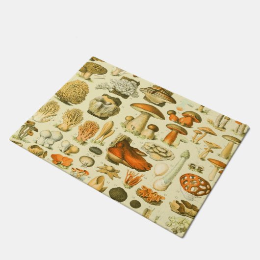 キノコヴィンテージ接種アンティークイラストレーション ドアマット (アングル)