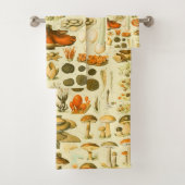 キノコヴィンテージ接種アンティークイラストレーション バスタオルセット (インサイチュ)