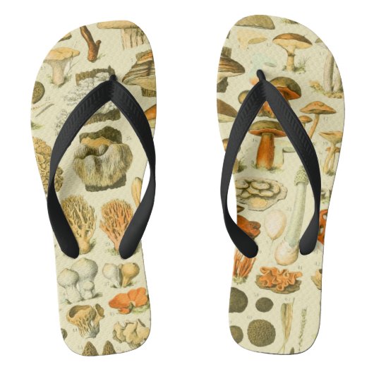 キノコヴィンテージ接種アンティークイラストレーション ビーチサンダル (フットベッド)
