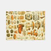 キノコヴィンテージ接種アンティークイラストレーション フリースブランケット (正面(横))