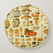 キノコヴィンテージ接種アンティークイラストレーション ラウンドクッション (裏面)