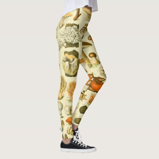 キノコヴィンテージ接種アンティークイラストレーション レギンス (右)